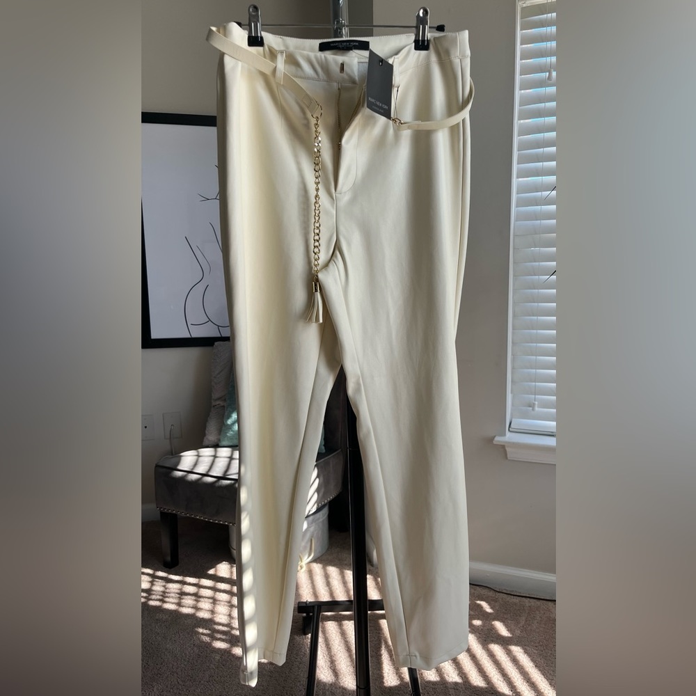 Marc New York Andrew Marc Faux Leather Tofu Pants with Belt Size 6